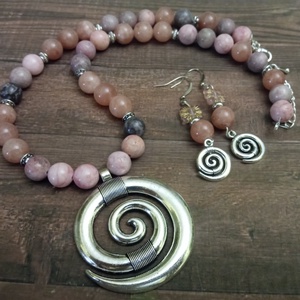 FÉLDRÁGAKŐ/ÁSVÁNY/ - SZETT - ékszer - nyaklánc - gyöngyös nyaklánc - Meska.hu