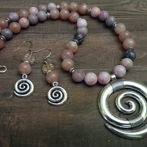 FÉLDRÁGAKŐ/ÁSVÁNY/ - SZETT - ékszer - nyaklánc - gyöngyös nyaklánc - Meska.hu