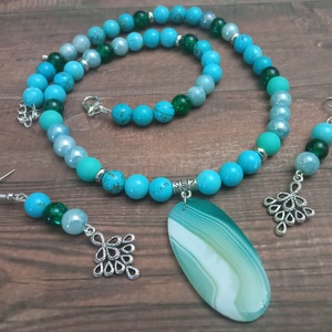 FÉLDRÁGAKŐ/ÁSVÁNY/ - SZETT - ékszer - nyaklánc - gyöngyös nyaklánc - Meska.hu