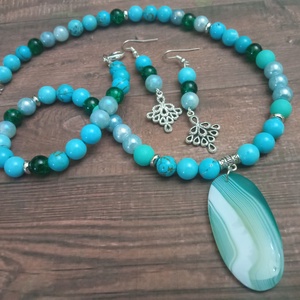 FÉLDRÁGAKŐ/ÁSVÁNY/ - SZETT - ékszer - nyaklánc - gyöngyös nyaklánc - Meska.hu