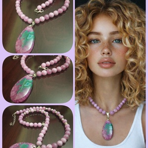 FÉLDRÁGAKŐ/ÁSVÁNY/ - NYAKÉK, Ékszer, Nyaklánc, Gyöngyös nyaklánc, Ékszerkészítés, MESKA