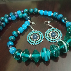 FÉLDRÁGAKŐ/ÁSVÁNY/ - SZETT - ékszer - nyaklánc - gyöngyös nyaklánc - Meska.hu