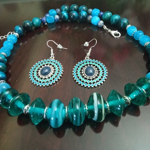 FÉLDRÁGAKŐ/ÁSVÁNY/ - SZETT - ékszer - nyaklánc - gyöngyös nyaklánc - Meska.hu