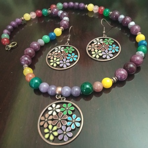 FÉLDRÁGAKŐ/ÁSVÁNY/ - SZETT - ékszer - nyaklánc - gyöngyös nyaklánc - Meska.hu