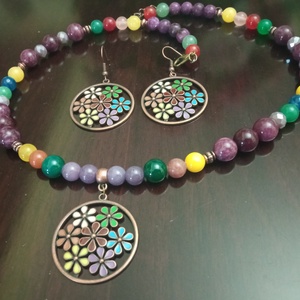 FÉLDRÁGAKŐ/ÁSVÁNY/ - SZETT - ékszer - nyaklánc - gyöngyös nyaklánc - Meska.hu