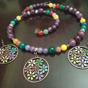 FÉLDRÁGAKŐ/ÁSVÁNY/ - SZETT - ékszer - nyaklánc - gyöngyös nyaklánc - Meska.hu