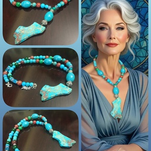 FÉLDRÁGAKŐ/ÁSVÁNY/ -gyöngysor, nyakék, Ékszer, Nyaklánc, Medálos nyaklánc, Ékszerkészítés, MESKA