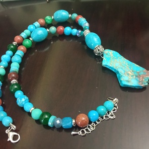 FÉLDRÁGAKŐ/ÁSVÁNY/ -gyöngysor, nyakék - ékszer - nyaklánc - medálos nyaklánc - Meska.hu