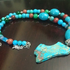 FÉLDRÁGAKŐ/ÁSVÁNY/ -gyöngysor, nyakék - ékszer - nyaklánc - medálos nyaklánc - Meska.hu