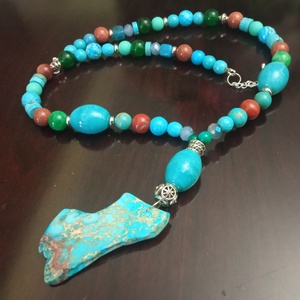 FÉLDRÁGAKŐ/ÁSVÁNY/ -gyöngysor, nyakék - ékszer - nyaklánc - medálos nyaklánc - Meska.hu