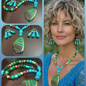 FÉLDRÁGAKŐ/ÁSVÁNY/ - szett, Ékszer, Ékszerszett, Ékszerkészítés, MESKA