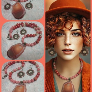 FÉLDRÁGAKŐ/ÁSVÁNY/ - SZETT, Ékszer, Ékszerszett, Ékszerkészítés, Ez az ékszer nem csak feldobja az öltözékedet, de növeli az önbizalmadat is. Legyen ez a szett a ke..., MESKA