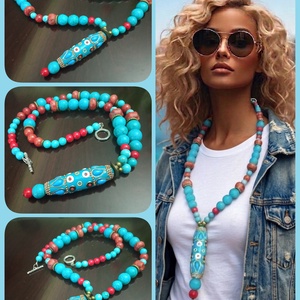 FÉLDRÁGAKŐ/ÁSVÁNY/ - gyöngysor, nyakék - Meska.hu