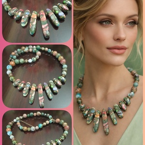 FÉLDRÁGAKŐ/ÁSVÁNY/ - gyöngysor, nyakék - Meska.hu