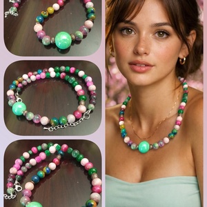 FÉLDRÁGAKŐ/ÁSVÁNY/ - gyöngysor, nyakék - Meska.hu