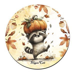 Cuki őszi mosómedve és a tök mintás pohár alátét, , , MESKA