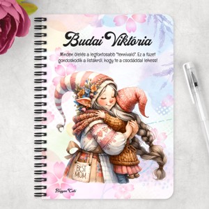 Személyre szabható - Cuki Anya manó és manócskája mintás A6-os füzet - otthon & életmód - papír, írószer - jegyzetfüzet & napló - Meska.hu