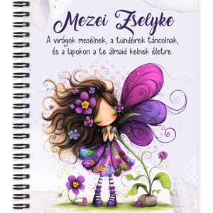 Személyre szabható - Cuki ibolya virágos tündér mintás A5-ös füzet, Otthon & Életmód, Papír, írószer, Jegyzetfüzet & Napló, , MESKA