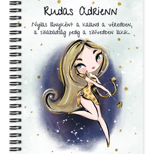 Személyre szabható - Szőke hajú Csini Nyilas lány mintás A5-ös füzet, Otthon & Életmód, Papír, írószer, Jegyzetfüzet & Napló, , MESKA