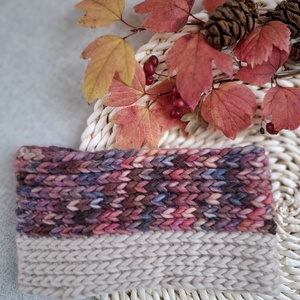 Téli felhő fejpánt - bézs és hulló levelek színben, Ruha & Divat, Sál, Sapka, Kendő, Fejpánt, Horgolás, MESKA