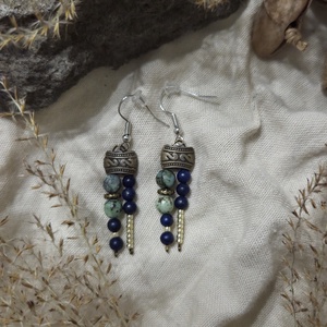 'KIMÉRA' kézműves fülbevaló lápisszal és afrikai türkizzel - Meska.hu