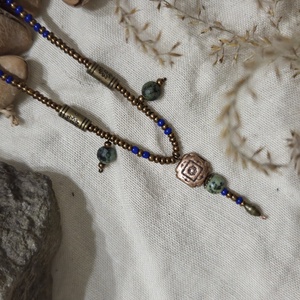 AZU kék-türkiz nyaklánc - ékszer - nyaklánc - gyöngyös nyaklánc - Meska.hu