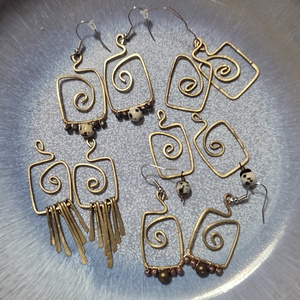 RATIO réz kézműves fülbevalók, Ékszer, Fülbevaló, Lógó fülbevaló, Ékszerkészítés, MESKA