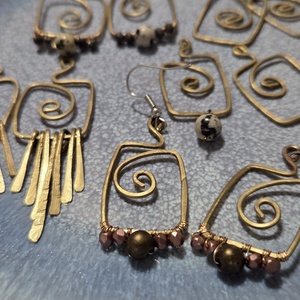 RATIO réz kézműves fülbevalók - ékszer - fülbevaló - lógó fülbevaló - Meska.hu