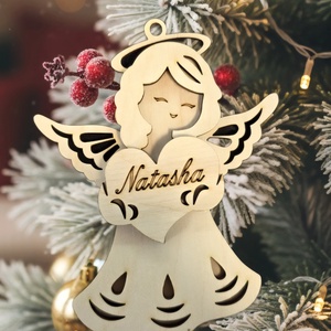 Angyalka karácsonyfadísz,saját neveddel. Natasha, Karácsony, Karácsonyi lakásdekoráció, Karácsonyfadíszek, Famegmunkálás, MESKA