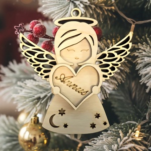 Angyalka karácsonyfadísz,saját neveddel. Annus, Karácsony, Karácsonyi lakásdekoráció, Karácsonyfadíszek, Famegmunkálás, MESKA