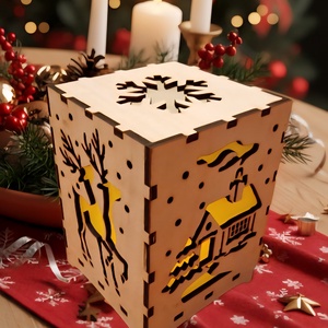 Karácsonyi lámpás, Karácsony, Karácsonyi lakásdekoráció, Karácsonyi fénydekoráció, Famegmunkálás, MESKA