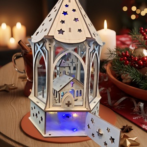 Karácsonyi lámpás templommal - karácsony - karácsonyi lakásdekoráció - karácsonyi fénydekoráció - Meska.hu
