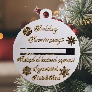 Pénzátadó karácsonyfadísz, Karácsony, Karácsonyi lakásdekoráció, Karácsonyfadíszek, Famegmunkálás, MESKA