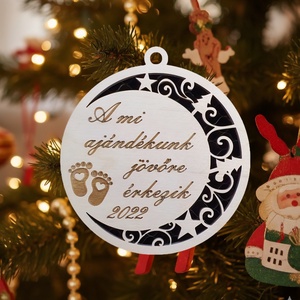 Jövőre érkezem,karácsonyfadísz., Karácsony, Karácsonyi lakásdekoráció, Karácsonyfadíszek, Famegmunkálás, MESKA