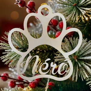 Névreszóló kutyás karácsonyfadísz, Karácsony, Karácsonyi lakásdekoráció, Karácsonyfadíszek, Famegmunkálás, MESKA