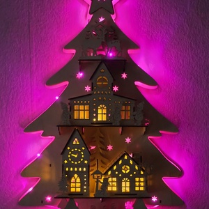 Karácsonyfa asztali-fali lámpás - karácsony - karácsonyi lakásdekoráció - karácsonyi fénydekoráció - Meska.hu