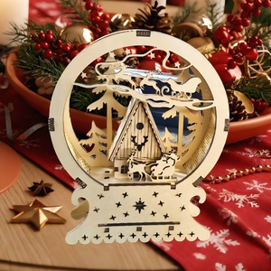 3D Fa hógömb,asztali dekoráció, Karácsony, Karácsonyi lakásdekoráció, Karácsonyi lakásdíszek, Famegmunkálás, MESKA