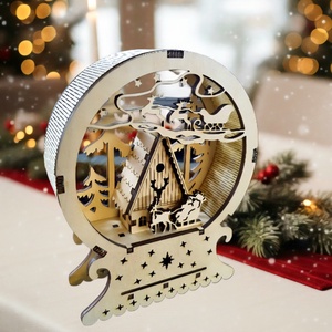 3D Fából készült asztali dísz, Karácsony, Karácsonyi lakásdekoráció, Karácsonyi fénydekoráció, Famegmunkálás, MESKA