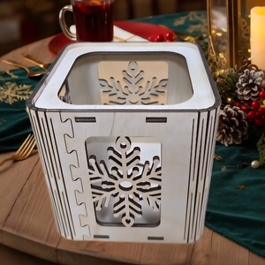 Exkluzív Lézervágott Mécsestartó Téli Hópehely Mintával  - karácsony - karácsonyi lakásdekoráció - karácsonyi fénydekoráció - Meska.hu