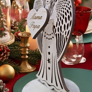 Részletgazdag, Két rétegű Angyalka Dísz.  Egyedi felirattal. - karácsony - karácsonyi lakásdekoráció - karácsonyi lakásdíszek - Meska.hu