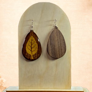 Arany leveles diófa fülbevaló - ékszer - fülbevaló - lógó csepp fülbevaló - Meska.hu