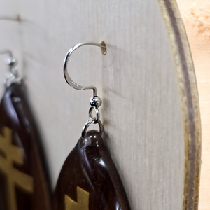 Aranykereszt � amerikai fekete dió fülbevaló - ékszer - fülbevaló - lógó csepp fülbevaló - Meska.hu