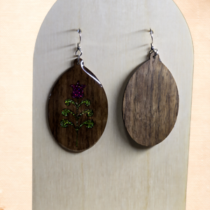 Csillámtulipán � kézzel készült fa fülbevaló - ékszer - fülbevaló - lógó csepp fülbevaló - Meska.hu