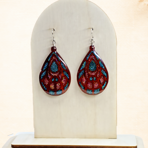 Csillámos Csepp � Rózsafa - ékszer - fülbevaló - lógó csepp fülbevaló - Meska.hu