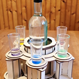 Fa italtartó szett � palacktartó 6 felespohár helyével (kézműves) (nem pohártartó, hanem élmény!), Otthon & Életmód, Konyhafelszerelés, tálalás, Italos kellékek, Italtartó, Famegmunkálás, MESKA