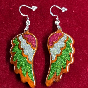 Rózsafa angyalszárny fülbevaló, ezüst akasztóval - Meska.hu