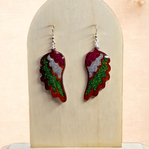 Rózsafa angyalszárny fülbevaló, ezüst akasztóval - ékszer - fülbevaló - lógó fülbevaló - Meska.hu