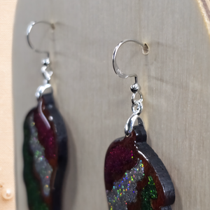 Rózsafa angyalszárny fülbevaló, ezüst akasztóval - ékszer - fülbevaló - lógó fülbevaló - Meska.hu