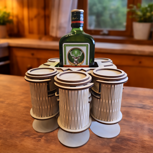 Fa italtartó felnyíló pohártartókkal � középen palacktartóval - Meska.hu