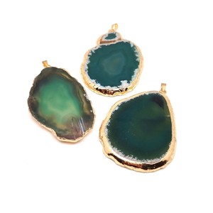 Megújulás zöld achát lap medál arany színű foglalattal 25x40�70mm, Ékszer, Nyaklánc, Medál, , MESKA